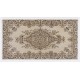 Turkish Oushak Accent Rug with Floral Garden Design, Hand-Knotted 1960s Carpet. 3.9 x 6.9 Ft (116 x 210 cm)