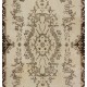 Vintage Handmade Turkish Oushak Accent Rug with Medallion Design. 3.9 x 7.3 Ft (116 x 220 cm)