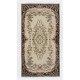 Vintage Handmade Turkish Oushak Accent Rug with Medallion Design. 3.9 x 7.3 Ft (116 x 220 cm)