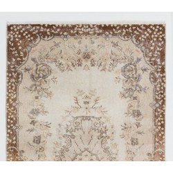 Turkish Handmade Vintage Rug with Floral Design, Art for the Floor. 3.9 x 6.8 Ft (117 x 207 cm)