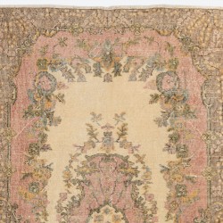Hand-Knotted Vintage Turkish Rug, Home Decor Carpet. 3.9 x 6.7 Ft (118 x 204 cm)