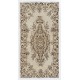 Floral Patterned Turkish Handmade Vintage Rug, Ideal for Office and Home Decor. 3.9 x 7.4 Ft (118 x 224 cm)