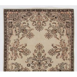 Turkish Oushak Handmade Vintage Rug with Floral Garden Design, Ideal for Office and Home Decor. 4 x 7 Ft (119 x 212 cm)