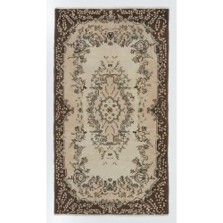 Turkish Oushak Handmade Vintage Rug with Floral Garden Design, Ideal for Office and Home Decor. 4 x 7 Ft (119 x 212 cm)