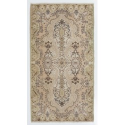 Handmade Vintage Rug from Turkey. 4 x 7.2 Ft (119 x 219 cm)