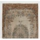 Antique Washed Mid-Century Handmade Turkish Oushak Accent Rug. 4 x 7.6 Ft (119 x 230 cm)