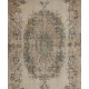 Antique Washed Mid-Century Handmade Turkish Oushak Accent Rug. 4 x 7.6 Ft (119 x 230 cm)