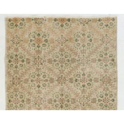 Vintage Floral Patterned Turkish Handmade Rug, Ideal for Office and Home Decor. 4 x 6.6 Ft (120 x 200 cm)