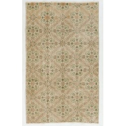 Vintage Floral Patterned Turkish Handmade Rug, Ideal for Office and Home Decor. 4 x 6.6 Ft (120 x 200 cm)