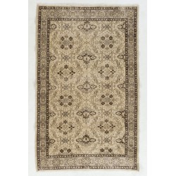 Vintage Floral Patterned Turkish Handmade Rug, Ideal for Office and Home Decor. 4 x 6.6 Ft (120 x 200 cm)