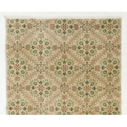 Vintage Floral Patterned Turkish Handmade Rug, Ideal for Office and Home Decor. 4 x 6.6 Ft (120 x 200 cm)