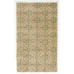 Vintage Floral Patterned Turkish Handmade Rug, Ideal for Office and Home Decor. 4 x 6.6 Ft (120 x 200 cm)