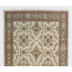 Vintage Floral Patterned Turkish Handmade Rug, Ideal for Office and Home Decor. 4 x 6.8 Ft (120 x 205 cm)