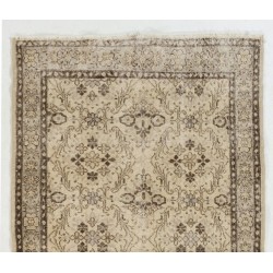 Vintage Floral Pattern Anatolian Handmade Rug, Ideal for Office and Home Decor. 4 x 6.8 Ft (120 x 207 cm)