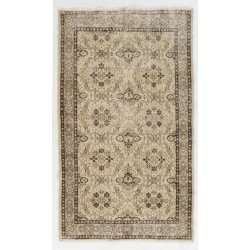 Vintage Floral Pattern Anatolian Handmade Rug, Ideal for Office and Home Decor. 4 x 6.8 Ft (120 x 207 cm)