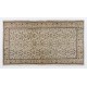 Handmade Vintage Rug, Floral Design Central Anatolian Carpet. 4 x 6.9 Ft (120 x 208 cm)