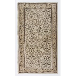 Handmade Vintage Rug, Floral Design Central Anatolian Carpet. 4 x 6.9 Ft (120 x 208 cm)
