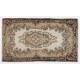 Vintage Handmade Turkish Oushak Wool Rug with Medallion Design. 4 x 6.9 Ft (120 x 210 cm)