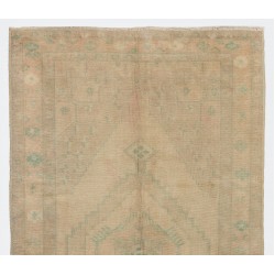 Vintage "Antique Washed" Handmade Turkish Rug with Geometric Design. 4.2 x 7 Ft (125 x 215 cm)