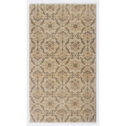 Handmade Vintage Rug, Floral Patterned Anatolian Carpet. 4.2 x 7.5 Ft (127 x 226 cm)