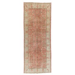 Vintage Floral Handmade Turkish Runner Rug for Hallway Decor. 4.6 x 12 Ft (140 x 368 cm)