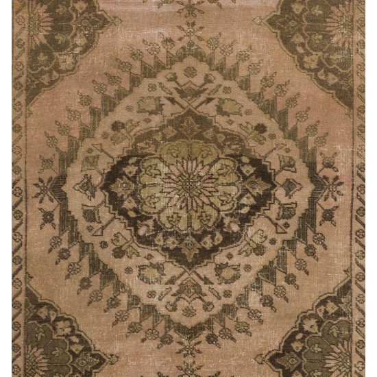 Mid-Century Handmade Turkish Oushak Runner Rug, Authentic Wool Corridor Carpet. 5 x 12.6 Ft (152 x 383 cm)