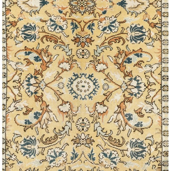 Home Decor Vintage Carpet, Hand-Knotted Turkish Oushak Wool Rug. 5 x 8.7 Ft (153 x 263 cm)