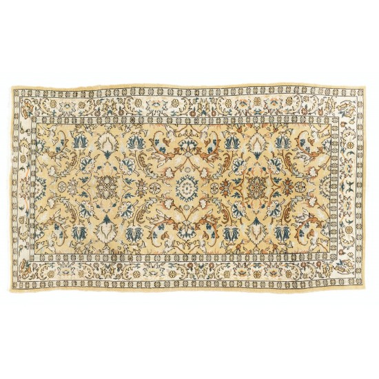 Home Decor Vintage Carpet, Hand-Knotted Turkish Oushak Wool Rug. 5 x 8.7 Ft (153 x 263 cm)