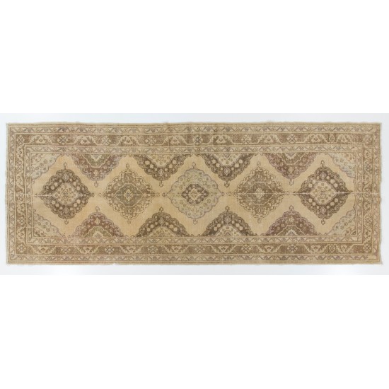 Vintage Handmade Turkish Runner Rug for Hallway Decor. 5 x 12.8 Ft (153 x 390 cm)