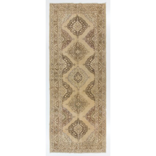 Vintage Handmade Turkish Runner Rug for Hallway Decor. 5 x 12.8 Ft (153 x 390 cm)