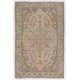 Mid-Century Turkish Rug, Hand-Knotted Sun Faded Carpet. 5.7 x 8.6 Ft (172 x 262 cm)
