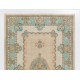Vintage Hand-Knotted Anatolian Rug in Turquoise, Green, Pink and Sand Color. 5.9 x 9.5 Ft (178 x 288 cm)