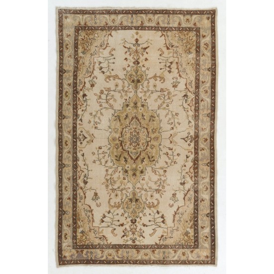 Vintage Hand-Knotted Anatolian Rug, Living Room Carpet. 6 x 9.5 Ft (180 x 289 cm)