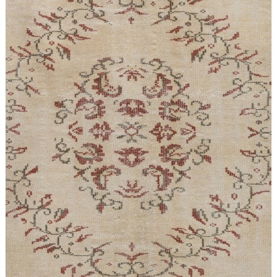 Handmade 1960s Turkish Oushak Area Rug, Wool and Cotton Carpet. 6 x 9.5 Ft (183 x 287 cm)