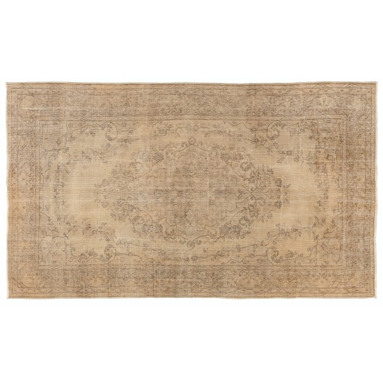 Handmade 1960s Turkish Oushak Area Rug, Wool and Cotton Carpet. 6 x 9.6 Ft (183 x 290 cm)