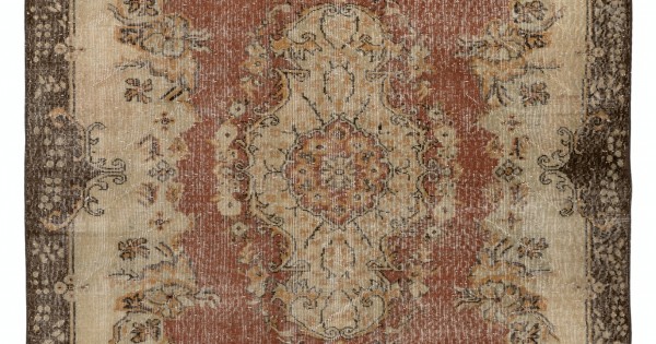 Shokan Area Rug 1960s Handmade Turkish Oushak Area Rug, Wool and Cotton Carpet. 6.2 x 9 ...