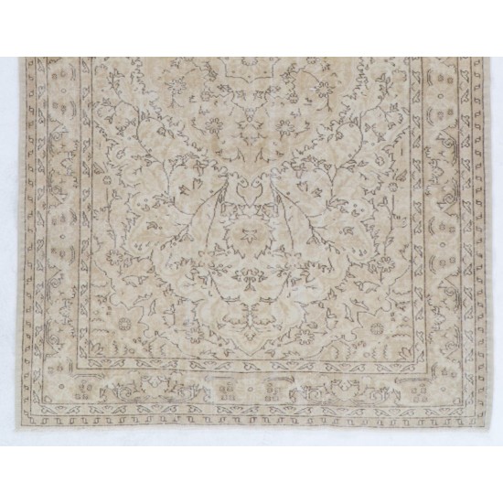 Vintage Hand-Knotted Central Anatolian Rug, Turkish Antique Washed Mid-Century Carpet. 6.3 x 9.9 Ft (190 x 300 cm)
