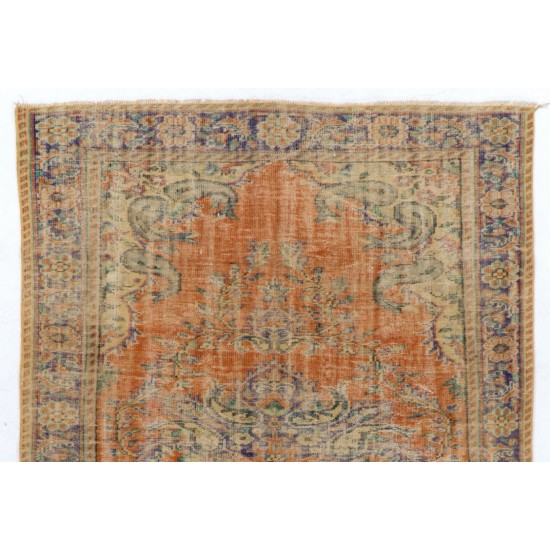 Hand-Knotted Vintage Central Anatolian Rug Made of Wool. 6.4 x 9 Ft (195 x 273 cm)