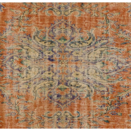 Hand-Knotted Vintage Central Anatolian Rug Made of Wool. 6.4 x 9 Ft (195 x 273 cm)