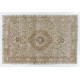 Mid-Century Handmade Turkish Oushak Wool Area Rug with Medallion Design. 6.7 x 9.9 Ft (203 x 300 cm)