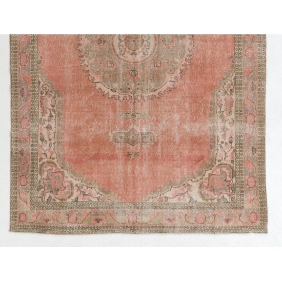 Traditional Vintage Handmade Turkish Wool Area Rug. 6.8 x 10.7 Ft (207 x 324 cm)