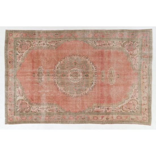 Traditional Vintage Handmade Turkish Wool Area Rug. 6.8 x 10.7 Ft (207 x 324 cm)