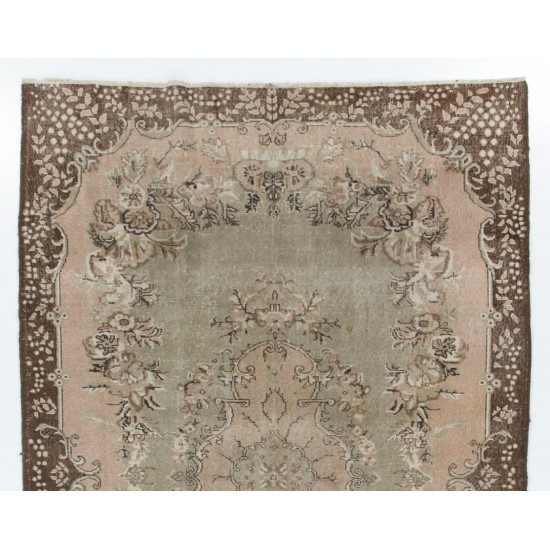 Traditional Vintage Handmade Turkish Wool Area Rug. 6.8 x 10.9 Ft (207 x 330 cm)