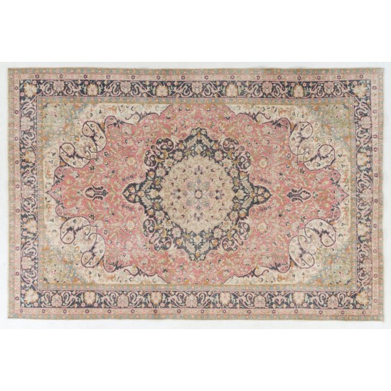 Mid-Century Handmade Turkish Oushak Wool Rug with Medallion Design. 6.9 x 10.2 Ft (208 x 310 cm)