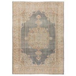 Large Vintage Handmade Turkish Oushak Wool Rug with Medallion Design. 6.9 x 8.9 Ft (210 x 270 cm)