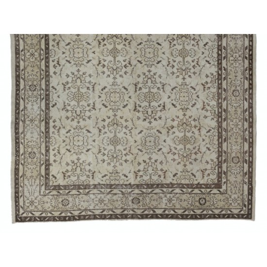 Handmade Vintage Rug, Floral Patterned Anatolian Carpet. 7.2 x 10.4 Ft (217 x 314 cm)