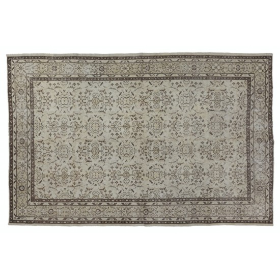 Handmade Vintage Rug, Floral Patterned Anatolian Carpet. 7.2 x 10.4 Ft (217 x 314 cm)