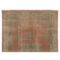 Unique Vintage Handmade Anatolian Area Rug, Wool and Cotton Carpet. 7.3 x 10 Ft (220 x 305 cm)