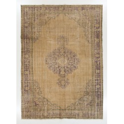 Vintage Anatolian Oushak Area Rug, Handmade carpet made in Turkey. 7.6 x 10.5 Ft (230 x 317 cm)
