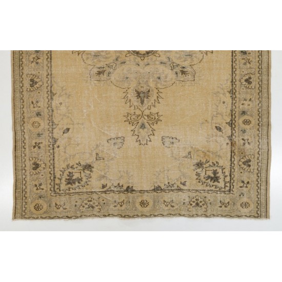 Handmade Vintage Anatolian Oushak Area Rug. Beige, Brown, Gray and Green Color Carpet. 7.7 x 9.8 Ft (233 x 297 cm)